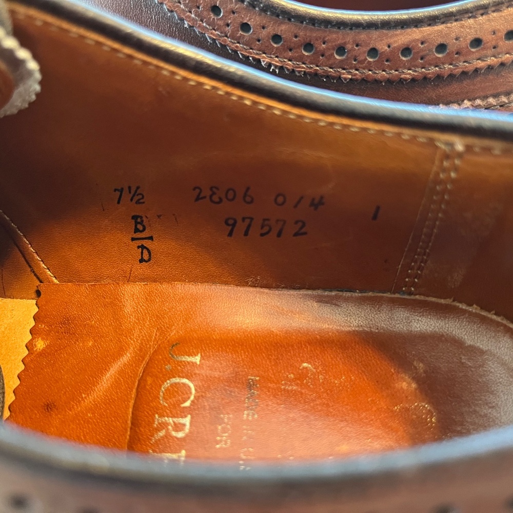 Alden Shoes Mens 7.5 Long Wing Gunboat Bluchers Dark Brown Calfskin for J. Crew - Picture 4 of 14